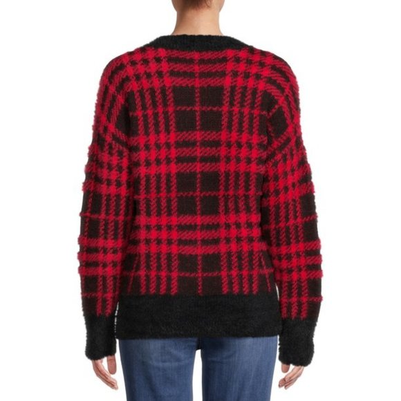 NEW Size Small plaid print sweater new with tags Christmas red black Soft NWT - Picture 5 of 7